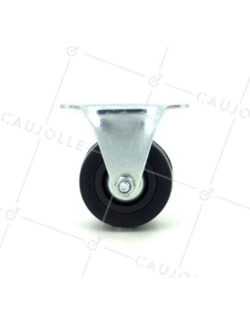 Industrial black rubber castor wheel 65 mm diameter with fixed plate 2