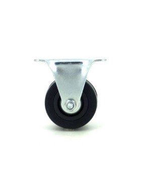 Industrial black rubber castor wheel 65 mm diameter with fixed plate 2