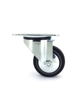 Industrial black rubber castor wheel 80 mm diameter with plate 2