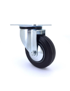 Industrial black rubber castor wheel 100 mm diameter with plate 1