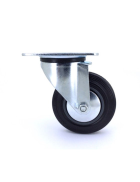Industrial black rubber castor wheel 100 mm diameter with plate 2