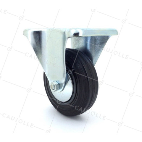 Rubber castor wheel with fixed plate 100 mm diameter S7C  • Caujolle