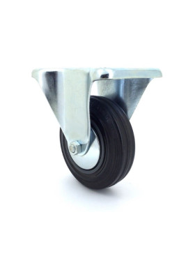 Industrial black rubber castor wheel 100 mm diameter with fixed plate 1
