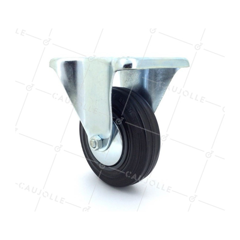 Industrial black rubber castor wheel 100 mm diameter with fixed plate 1