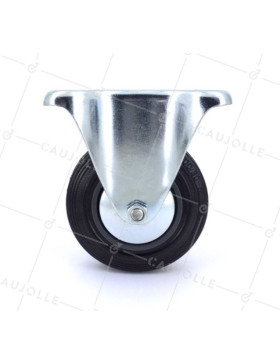 Industrial black rubber castor wheel 100 mm diameter with fixed plate 2
