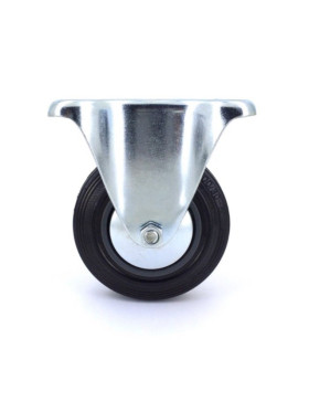 Industrial black rubber castor wheel 100 mm diameter with fixed plate 2
