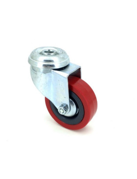 Industrial castor wheel 65 mm diameter with eye  non-marking rubber red colour 1