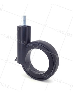 ROULETTE FUTURISTE NOIRE À TIGE FILETÉE DE 10 MM DIAMÈTRE 110 MM CHARGE 45KG - GRAVITY 110TFN • Caujolle