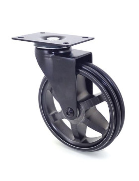 ROULETTE DESIGN EN ALUMINIUM NOIR BROSSÉ  DIAMÈTRE 125MM CHARGE 70KG - BLACKSTYL 125P