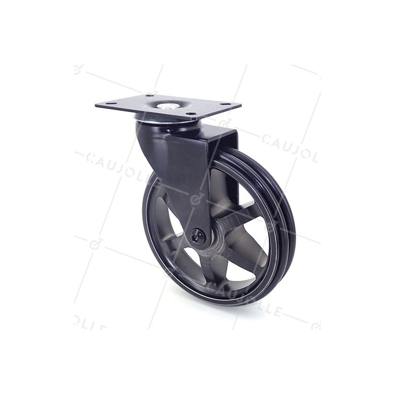 Designer castor wheel aluminium BLACK'STYL 125P