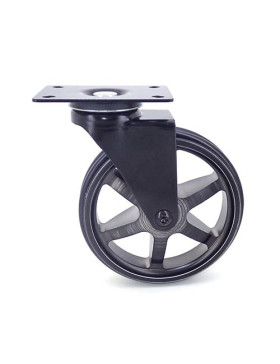 ROULETTE DESIGN EN ALUMINIUM NOIR BROSSÉ  DIAMÈTRE 125MM CHARGE 70KG - BLACKSTYL 125P