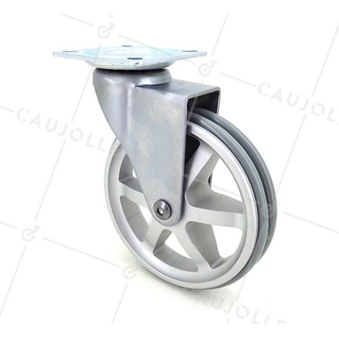 ROULETTE DESIGN EN ALUMINIUM GRIS DIAMÈTRE 100 MM CHARGE 55 KG - ALUSTYL100P • Caujolle
