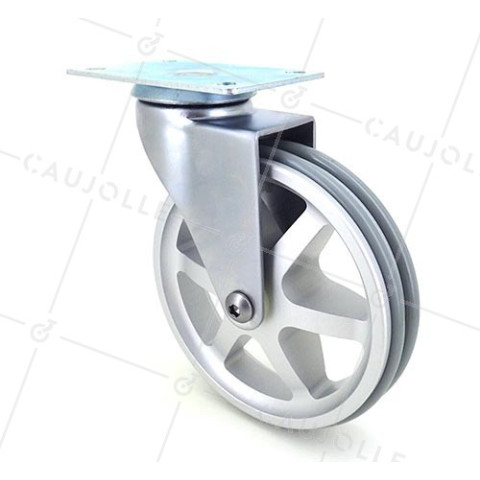 GREY ALUMINIUM DESIGNER CASTOR 125 MM DIAMETER 70 KG MAX LOAD -ALUSTYL125P • Caujolle