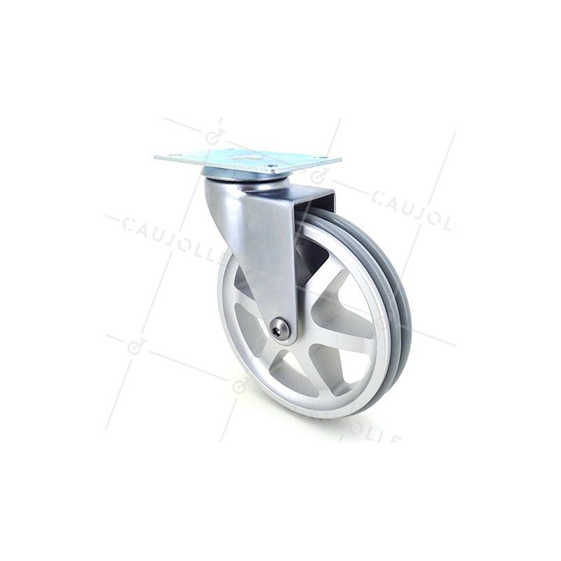 ROULETTE DESIGN EN ALUMINIUM GRIS DIAMÈTRE 125 MM CHARGE 70KG - ALUSTYL125P