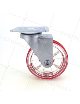 ROULETTE DESIGN TRANSPARENTE ROUGE DIAMÈTRE 75 MM CHARGE 50 KG - CRYSTAL R75P