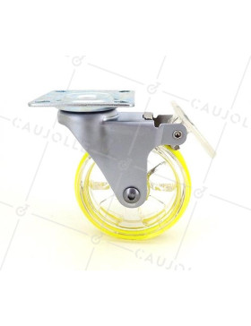 ROULETTE DESIGN À FREIN TRANSPARENTE JAUNE DIAMÈTRE 75 MM CHARGE 50 KG - CRYSTAL J75PAF