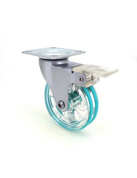ROULETTE DESIGN À FREIN TRANSPARENTE VERTE DIAMÈTRE 75 MM CHARGE 50 KG - CRYSTAL V75PAF