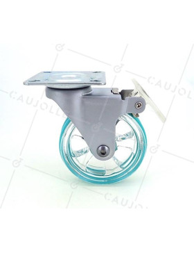 ROULETTE DESIGN À FREIN TRANSPARENTE VERTE DIAMÈTRE 75 MM CHARGE 50 KG - CRYSTAL V75PAF