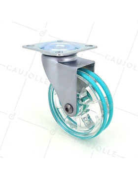 ROULETTE DESIGN TRANSPARENTE VERTE DIAMÈTRE 75 MM CHARGE 50 KG - CRYSTAL V75P • Caujolle