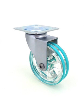 Transparent green designer castor wheel 75 mm diameter swivel plate 1