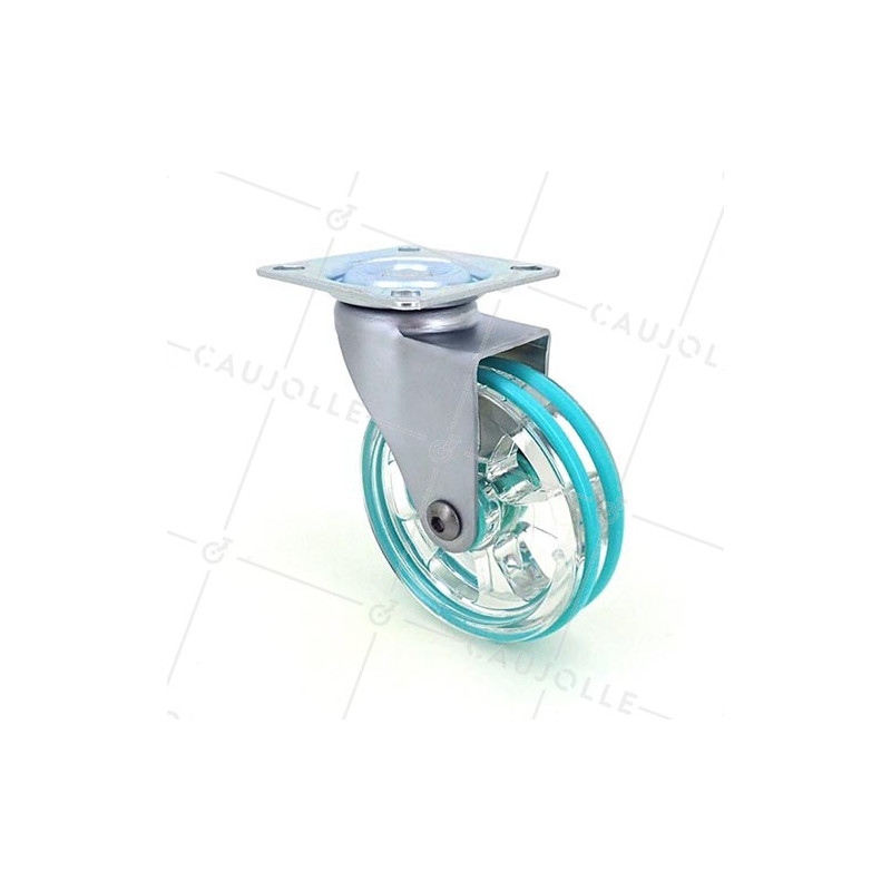 ROULETTE DESIGN TRANSPARENTE VERTE DIAMÈTRE 75 MM CHARGE 50 KG - CRYSTAL V75P