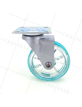 Transparent green designer castor wheel 75 mm diameter swivel plate 2