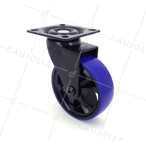 Designer castor wheel Black & Blue 75P • Caujolle