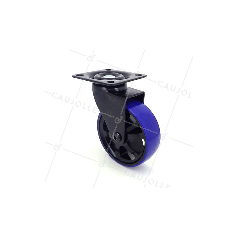 Designer castor wheel Black & Blue 75P