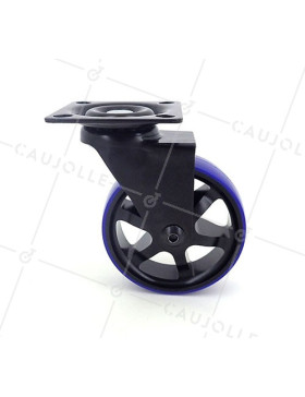 Designer castor wheel Black & Blue 75P