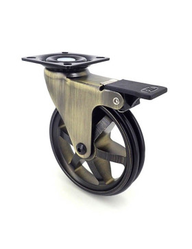 Castor RETRO DESIGN WITH GOLD ALUMINUM BRAKE DIAMETER 100 MM LOAD 55KG - GOLDSTYL100PAF