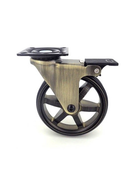 ROULETTE DESIGN RÉTRO À FREIN EN ALUMINIUM DORÉ DIAMÈTRE 100 MM CHARGE 55KG - GOLDSTYL100PAF
