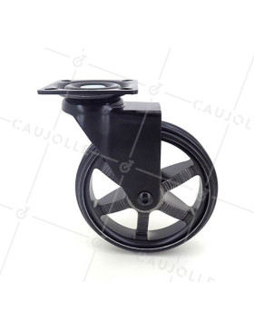 ROULETTE DESIGN EN ALUMINIUM NOIR BROSSÉ DIAMÈTRE 100MM CHARGE 55KG - BLACKSTYL 100P