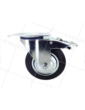 ROULETTE PIVOTANTE A FREIN DE MANUTENTION EN CAOUTCHOUC DIAMÈTRE 160 MM CHARGE 150 KG - S72C 160 AF