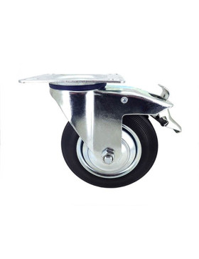 ROULETTE PIVOTANTE A FREIN DE MANUTENTION EN CAOUTCHOUC DIAMÈTRE 160 MM CHARGE 150 KG - S72C 160 AF