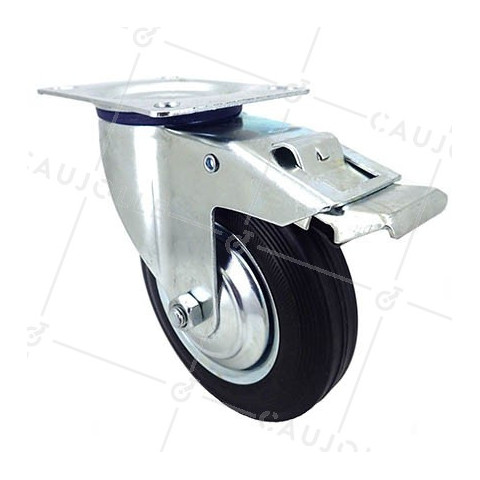 ROULETTE PIVOTANTE A FREIN DE MANUTENTION EN CAOUTCHOUC DIAMÈTRE 160 MM CHARGE 150 KG - S72C 160 AF • Caujolle