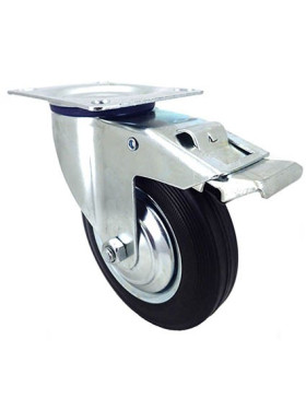ROULETTE PIVOTANTE A FREIN DE MANUTENTION EN CAOUTCHOUC DIAMÈTRE 160 MM CHARGE 150 KG - S72C 160 AF