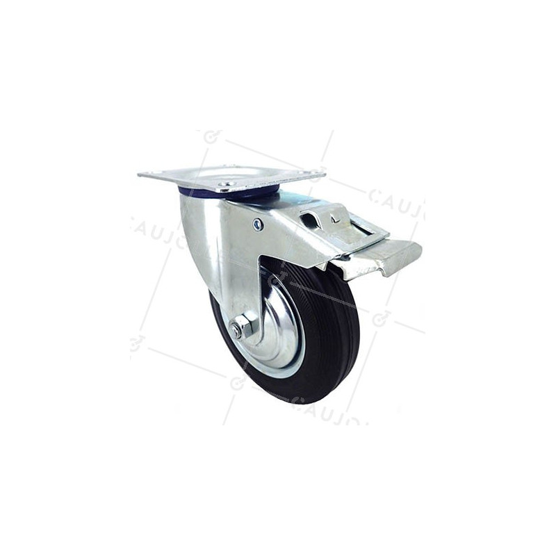 ROULETTE PIVOTANTE A FREIN DE MANUTENTION EN CAOUTCHOUC DIAMÈTRE 160 MM CHARGE 150 KG - S72C 160 AF