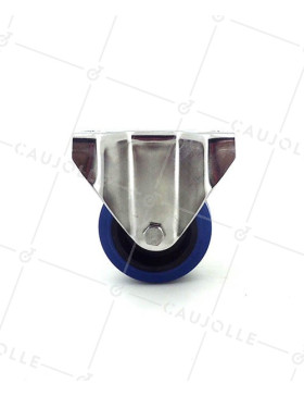 Fixed-position castor wheel STAINLESS STEEL 80 mm diameter supple rubber 2