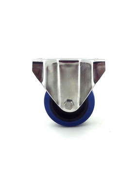 ROULETTE INOX EN CAOUTCHOUC ÉLASTIQUE FIXE DIAMÈTRE 80 MM CHARGE 130 KG