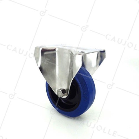 ROULETTE INOX EN CAOUTCHOUC ÉLASTIQUE FIXE DIAMÈTRE 100 MM CHARGE 150 KG • Caujolle