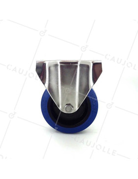ROULETTE INOX EN CAOUTCHOUC ÉLASTIQUE FIXE DIAMÈTRE 100 MM CHARGE 150 KG