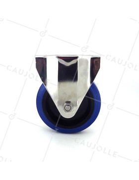 ROULETTE INOX EN CAOUTCHOUC ÉLASTIQUE FIXE DIAMÈTRE 125 MM CHARGE 150 KG