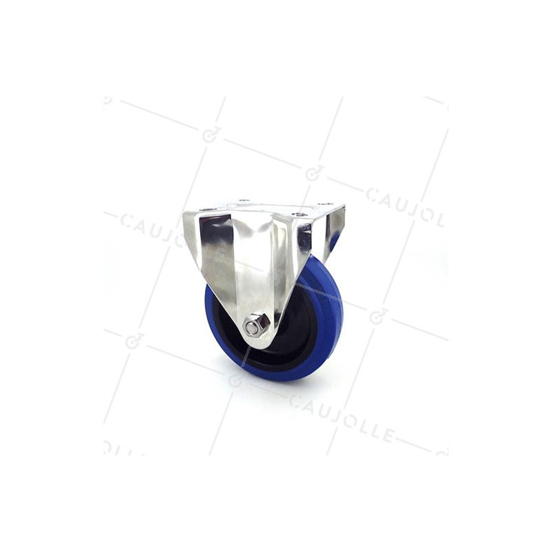 ROULETTE INOX EN CAOUTCHOUC ÉLASTIQUE FIXE DIAMÈTRE 125 MM CHARGE 150 KG