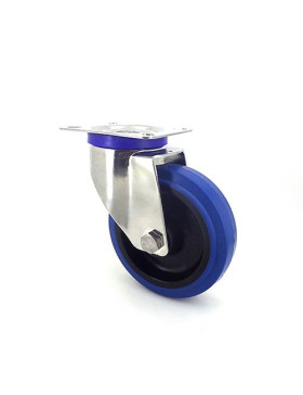 Stainless steel swivel Castor wheel 125 mm diameter supple rubber 1