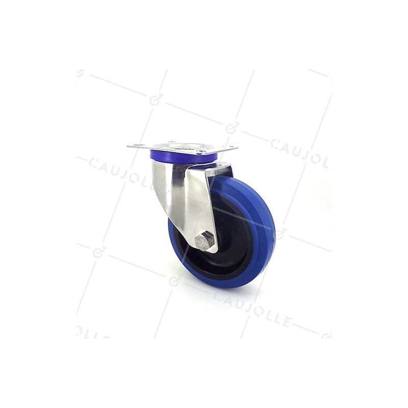 Stainless steel swivel Castor wheel 125 mm diameter supple rubber 1
