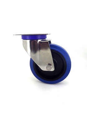 Stainless steel swivel Castor wheel 125 mm diameter supple rubber 2