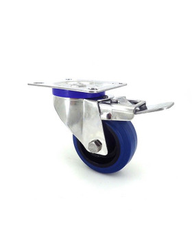 Stainless steel swivel Castor wheel with brake 80 mm diameter supple rubber 1