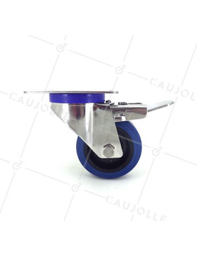 Stainless steel swivel Castor wheel with brake 80 mm diameter supple rubber 2