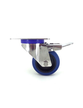 Stainless steel swivel Castor wheel with brake 80 mm diameter supple rubber 2