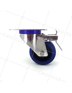 Stainless steel swivel Castor wheel with brake 80 mm diameter supple rubber 3